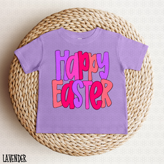 Purple Pink Happy Easter DTF Transfer