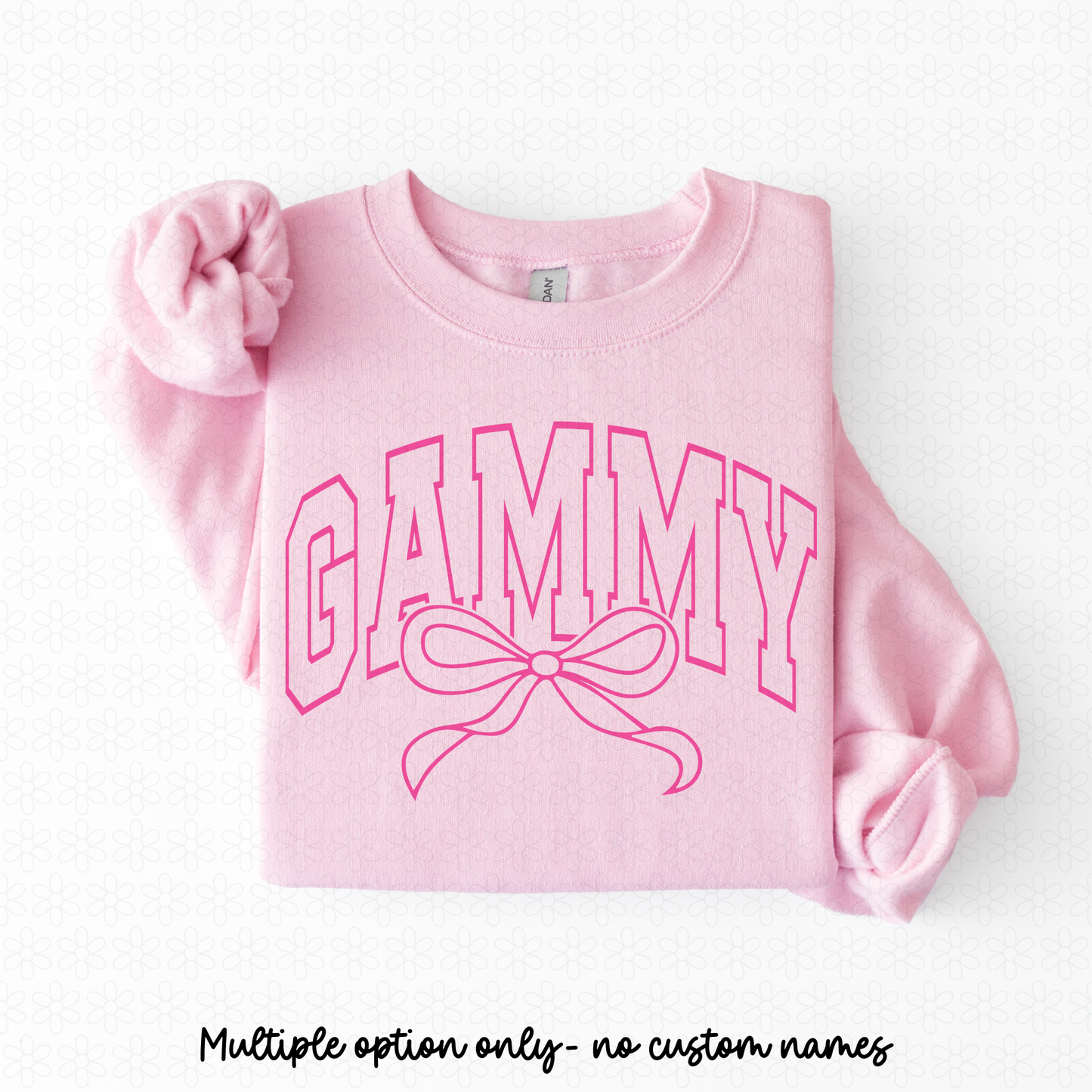 Varsity Pink Bow Name (Multiple Options- No Customs) Completed Tee