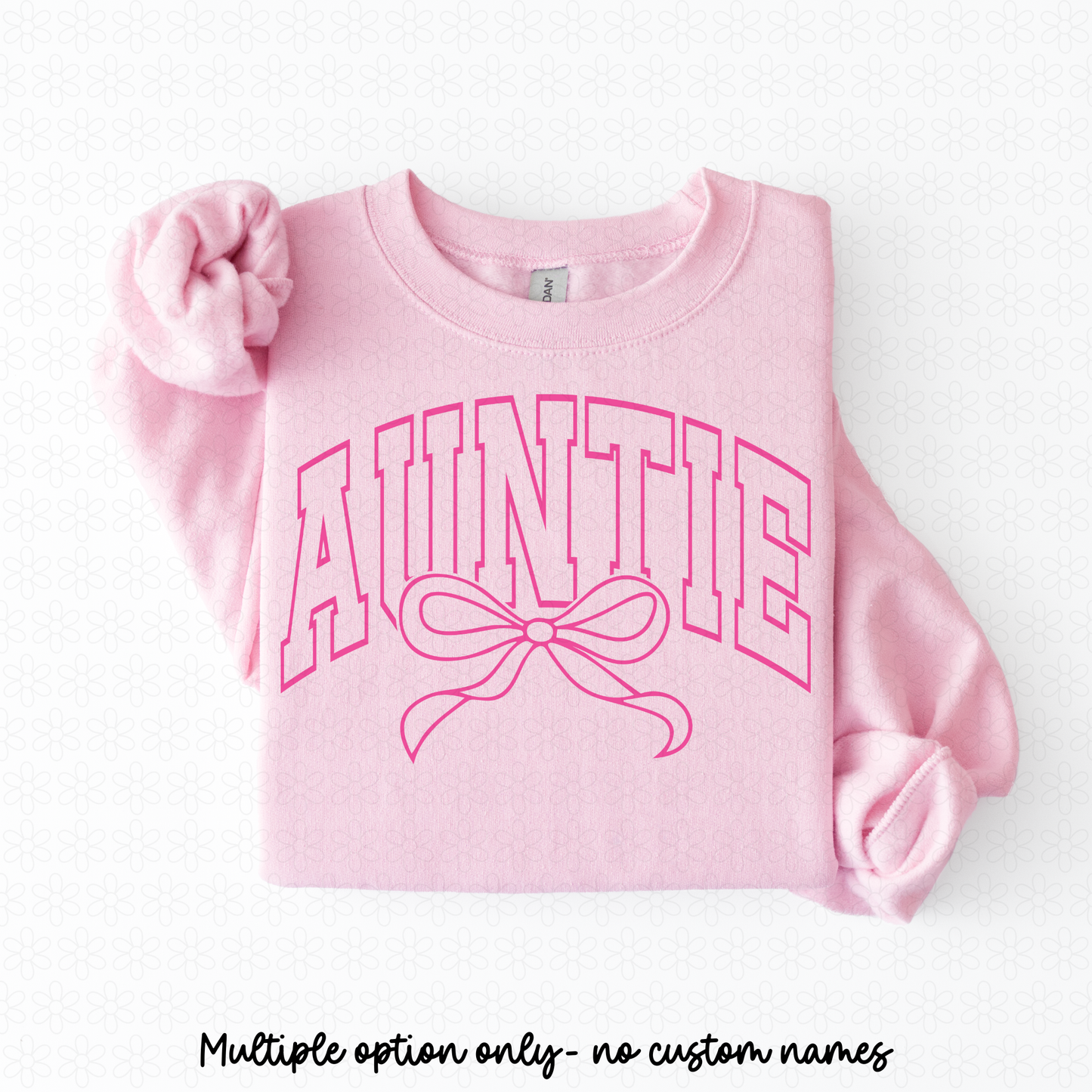 Varsity Pink Bow Name (Multiple Options- No Customs) DTF Transfer