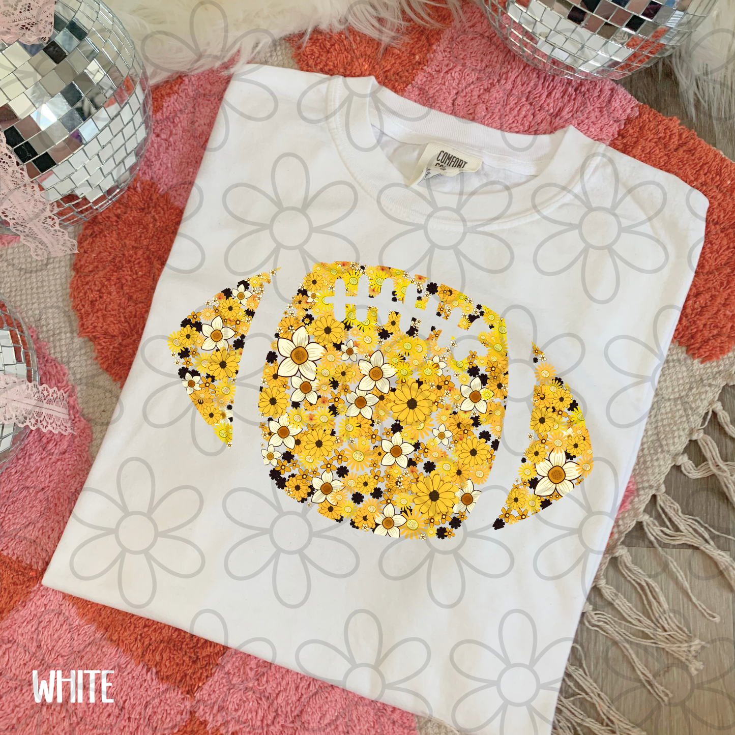 Floral Football Team Colors (Multiple Options) Kids Completed Tee