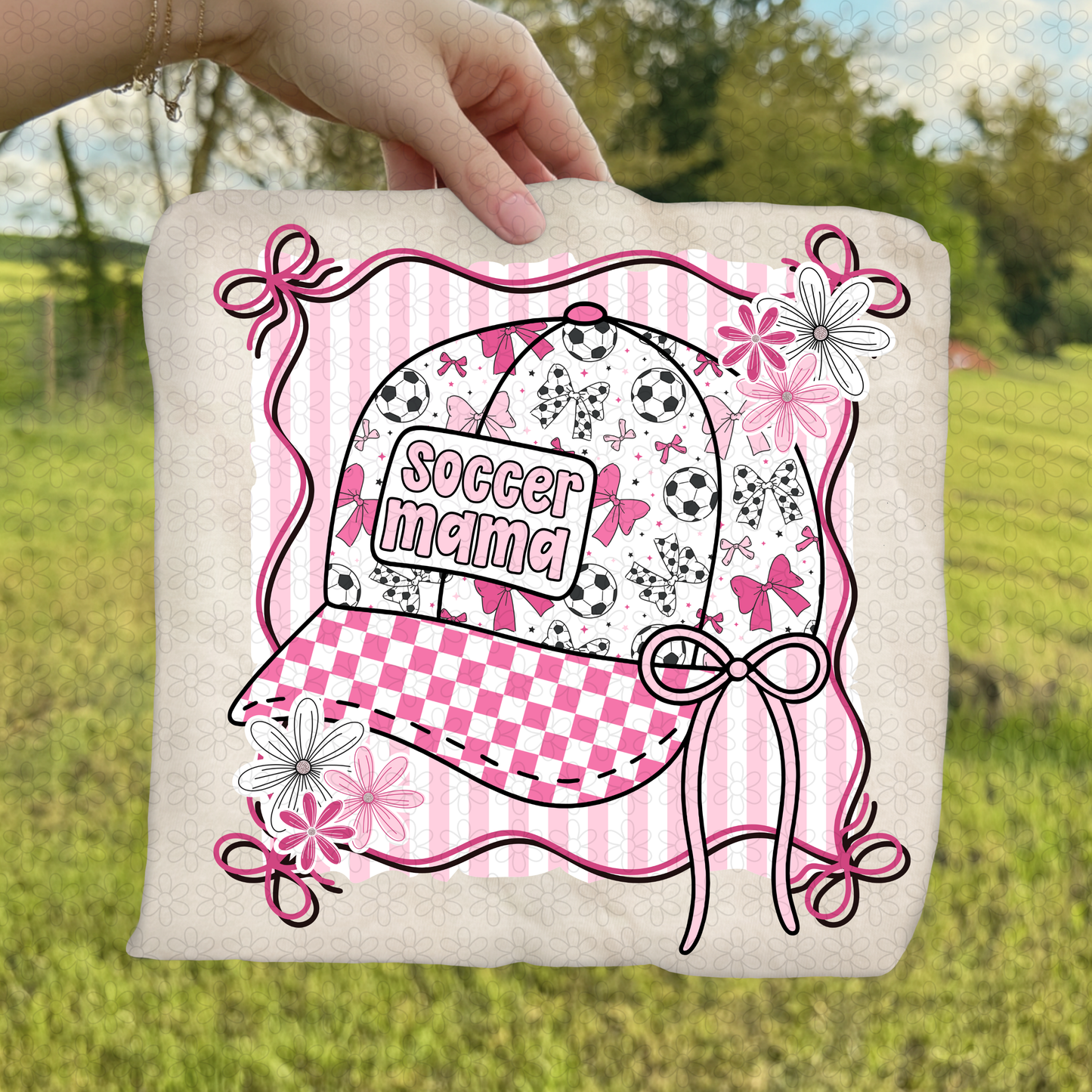 Soccer Mama Bow Hat Completed Tee