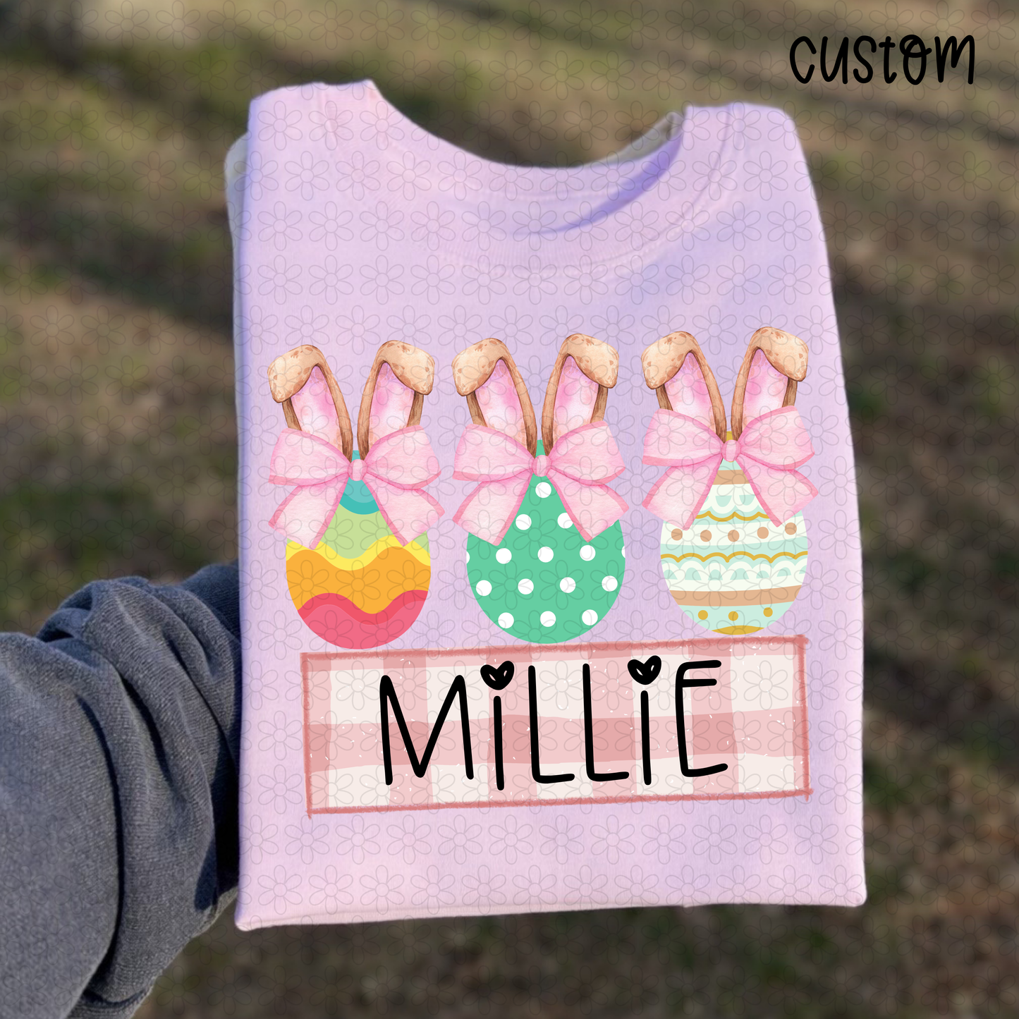 Custom Name Girls Easter Eggs Completed Tee