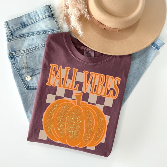 Fall Vibes Glitter Completed Tee