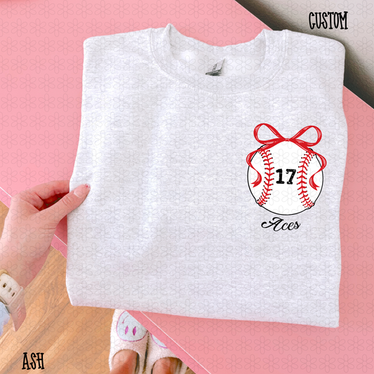 Coquette Baseball with Custom Name and Number Pocket DTF Transfer