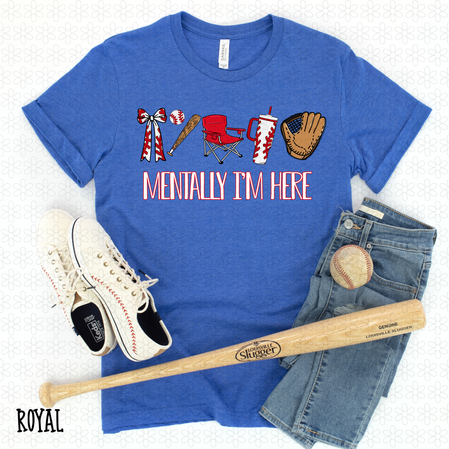 Baseball Mentally I'm Here Completed Tee