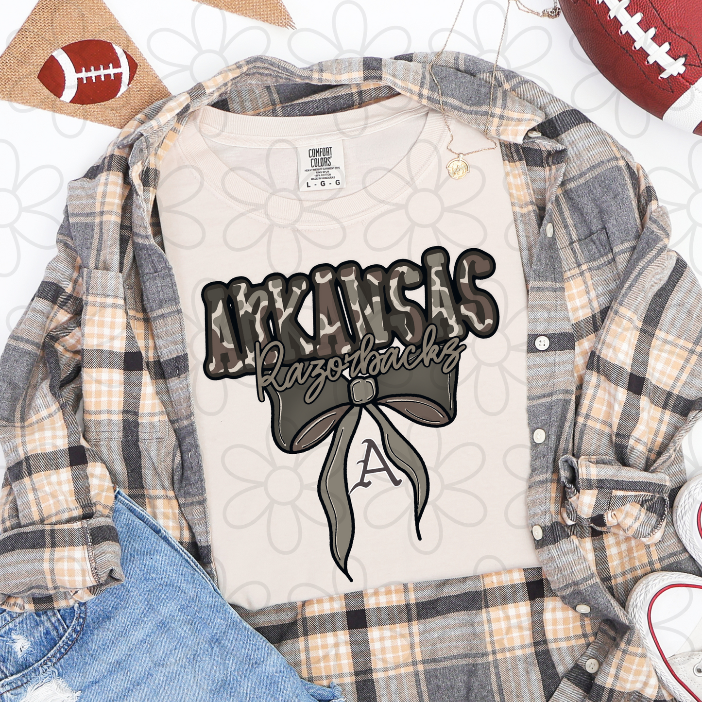 Camo Sports Teams Bow (Multiple Options) Completed Tee