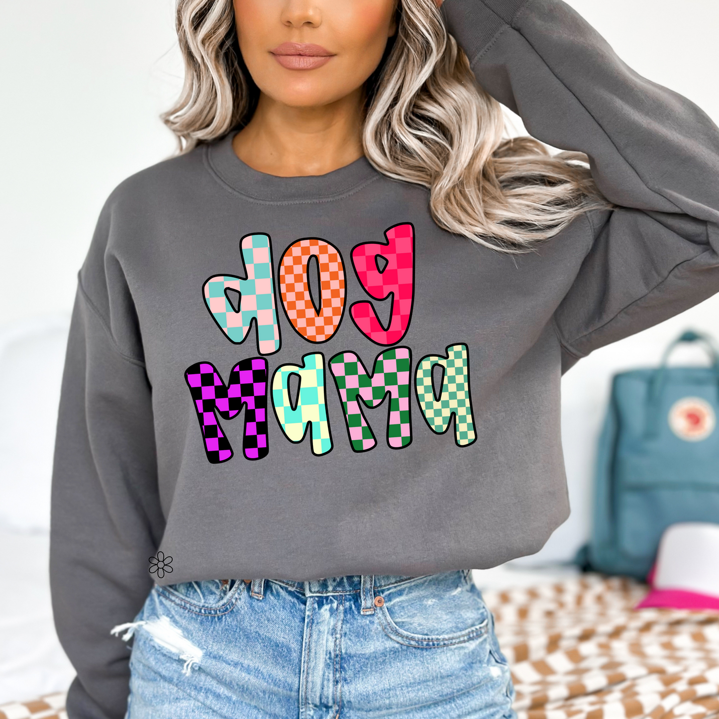 Checkered Bight DOG MAMA Completed Tee