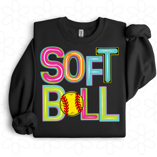 Colorful Softball  DTF Transfer