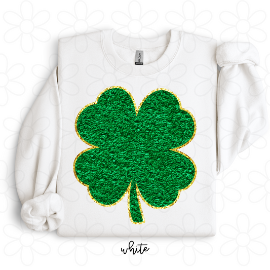 Faux Glitter Clover Kids Completed Tee