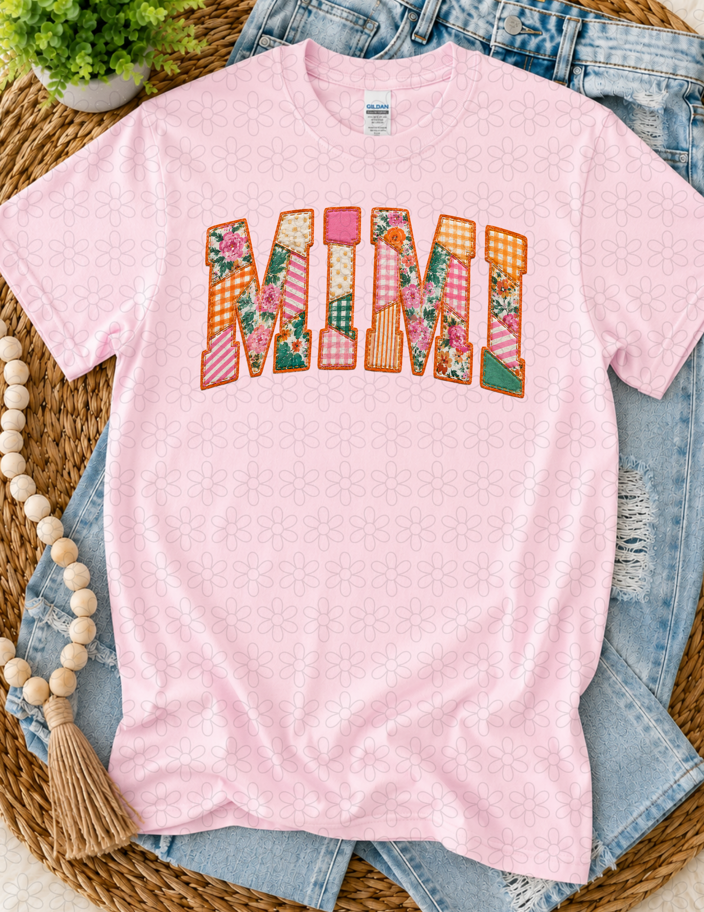 Pink Orange Patchwork Titles (Multiple Options No Customs) Completed Tee