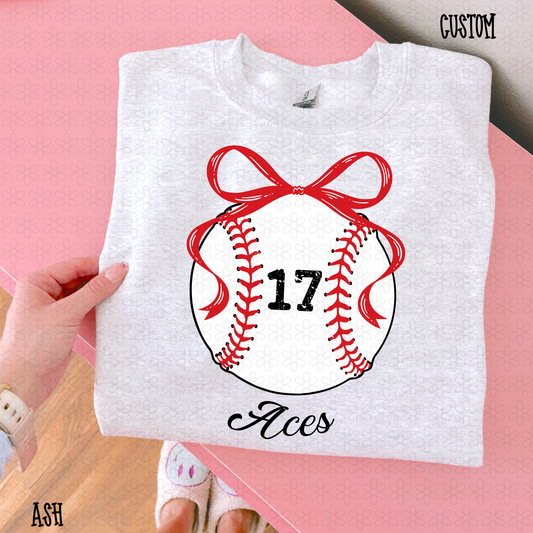Coquette Baseball with Custom Name and Number DTF Transfer