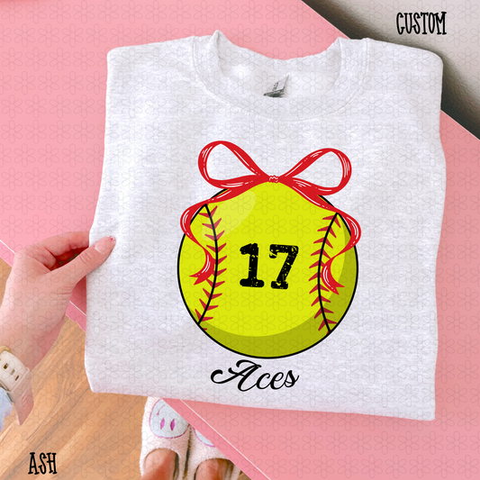 Coquette Softball with Custom Name and Number DTF Transfer