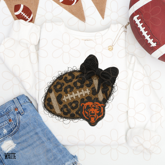 Leopard Faux Football Teams (Multiple Options) Kids Completed Tee