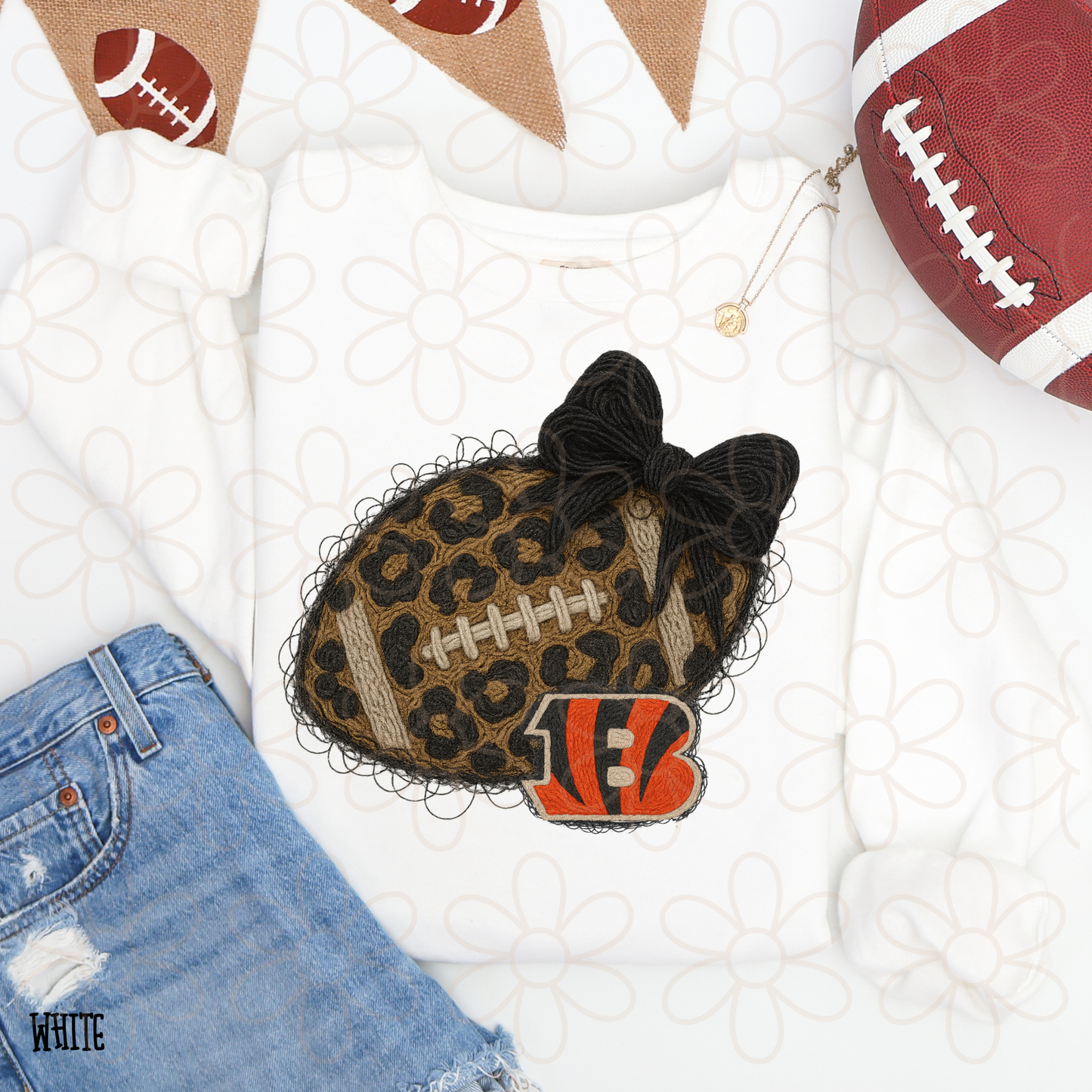 Leopard Faux Football Teams (Multiple Options) Completed Tee