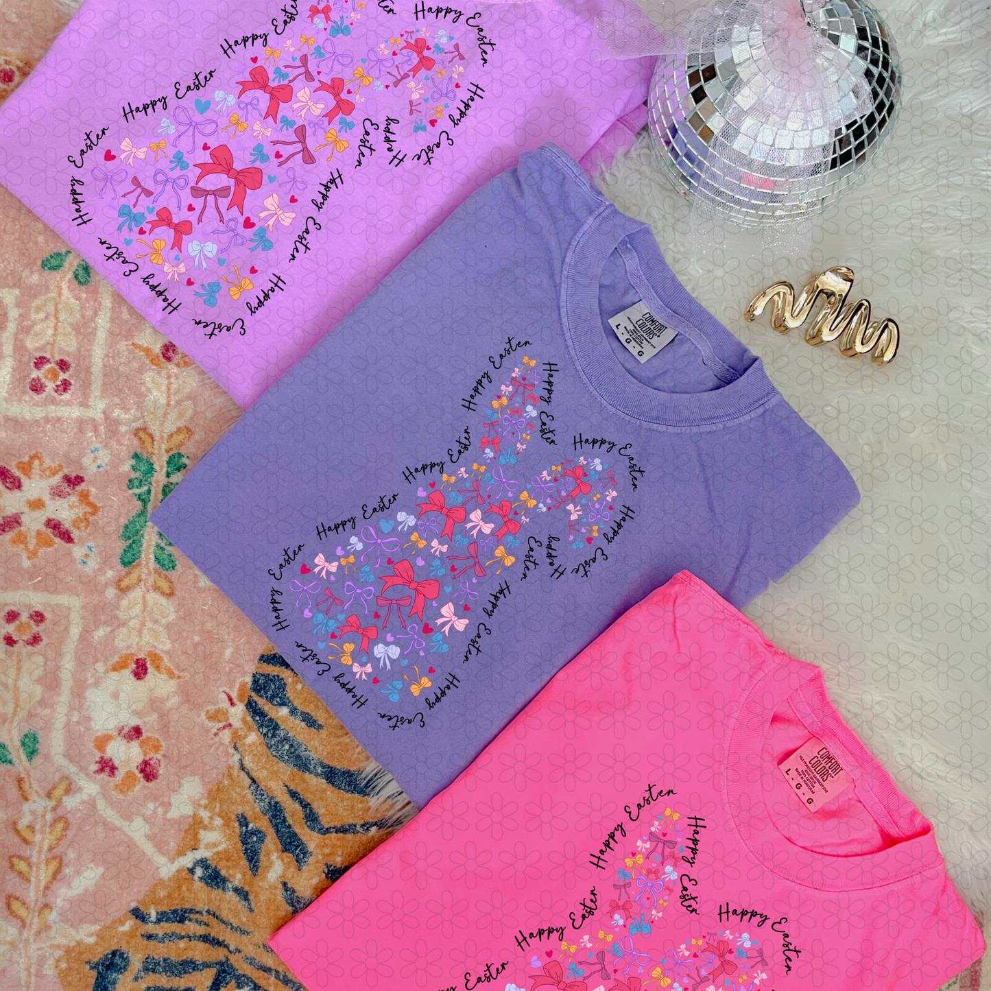 Bow Bunny Happy Easter Completed Tee