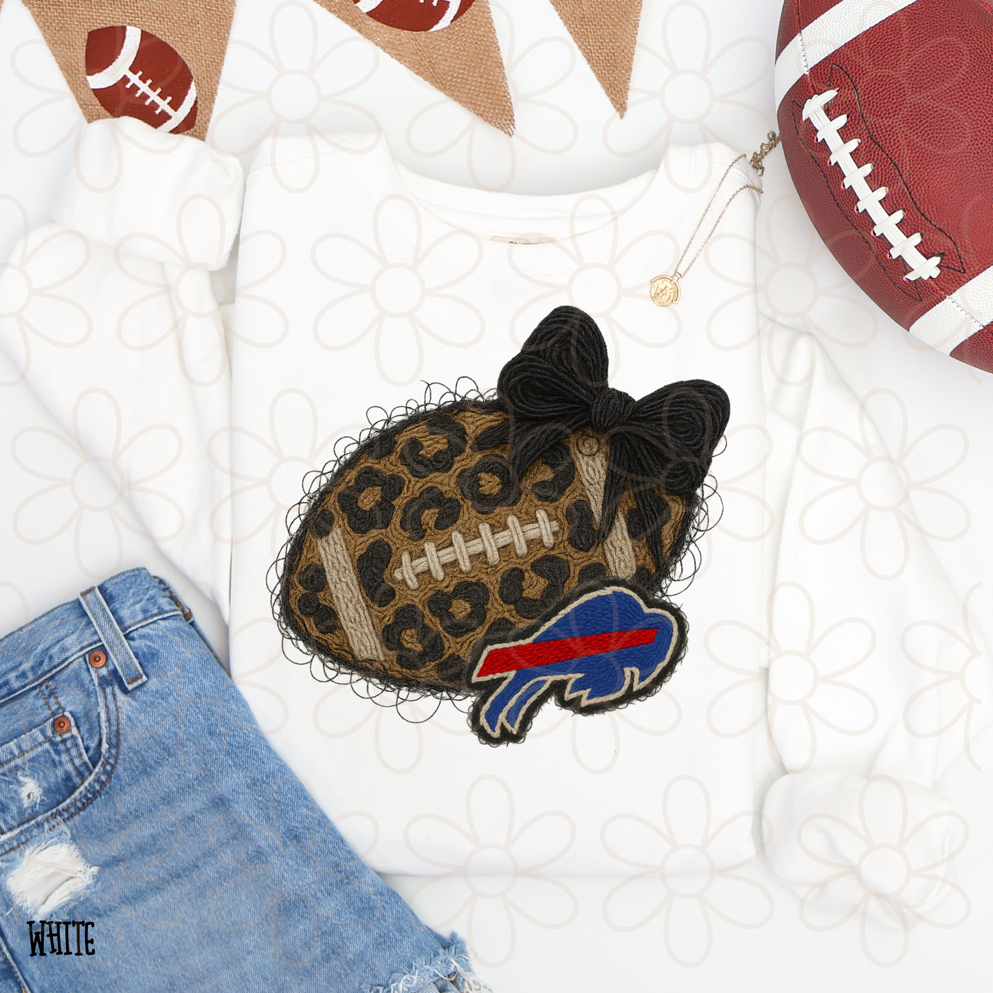 Leopard Faux Football Teams (Multiple Options) Completed Tee