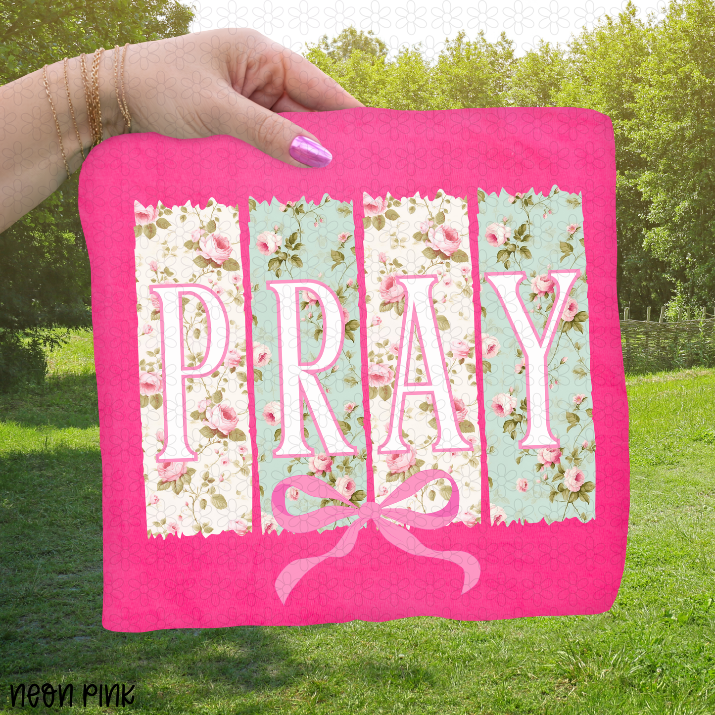Floral Pink Pray DTF Transfer