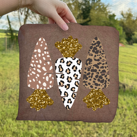 Gold Glitter Leopard Carrots DTF Transfer
