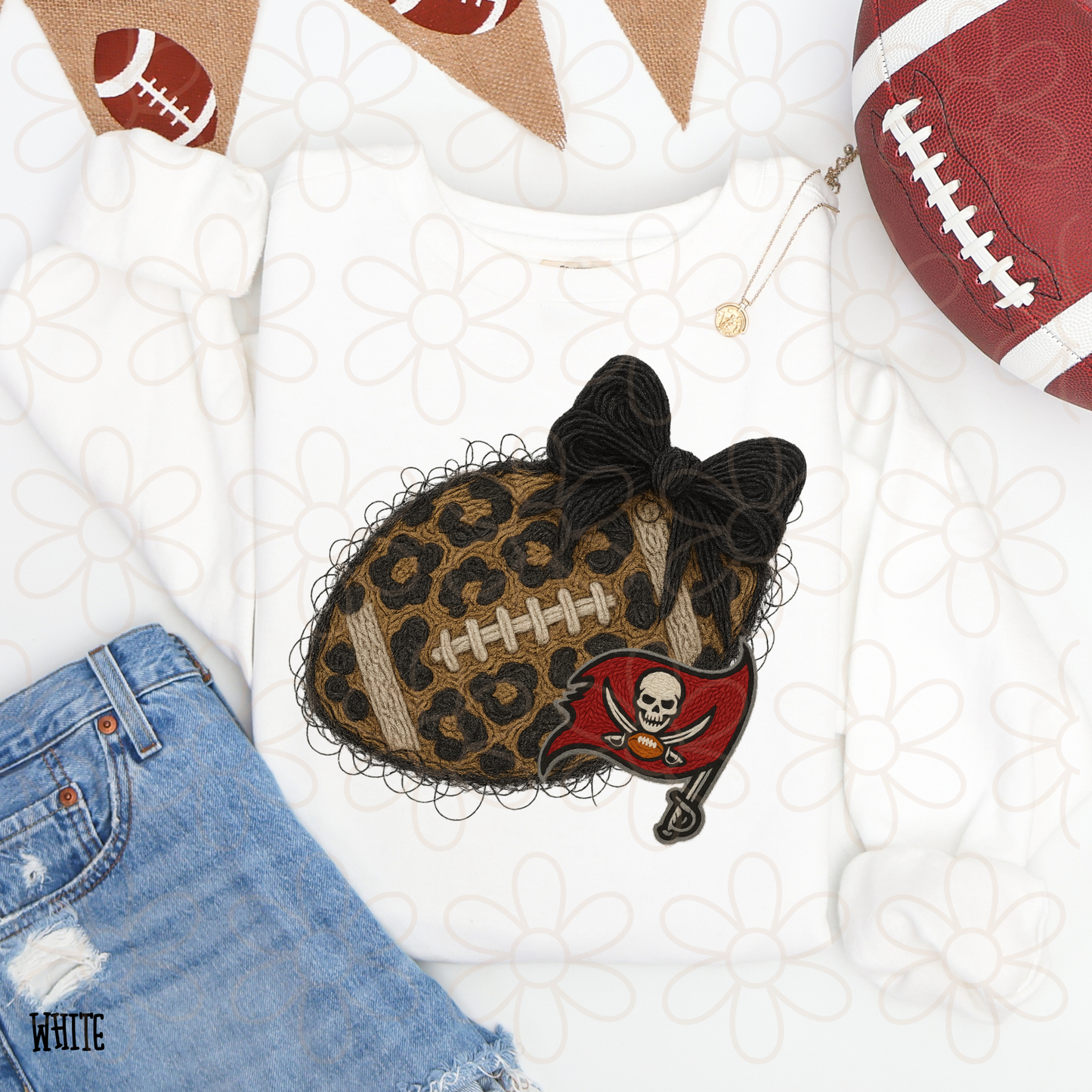 Leopard Faux Football Teams (Multiple Options) Completed Tee