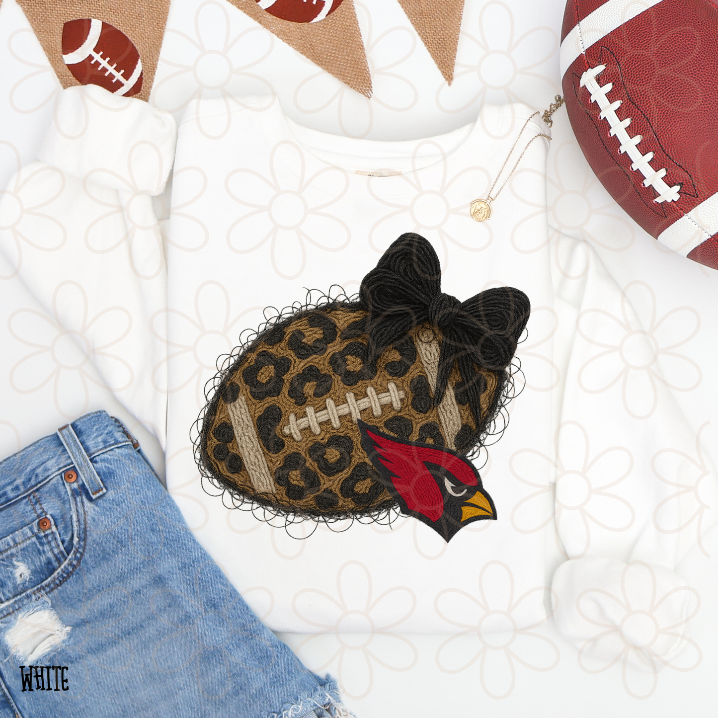 Leopard Faux Football Teams (Multiple Options) Completed Tee