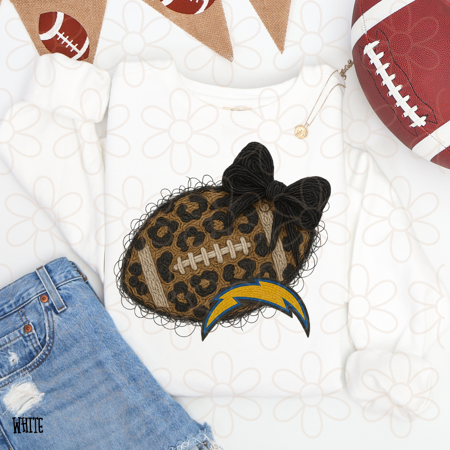 Leopard Faux Football Teams (Multiple Options) Completed Tee
