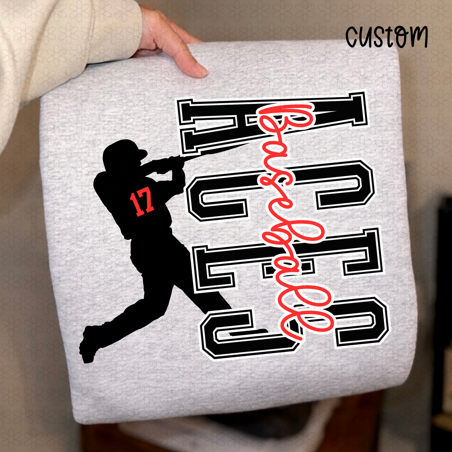 Custom Team and Number Baseball Completed Tee