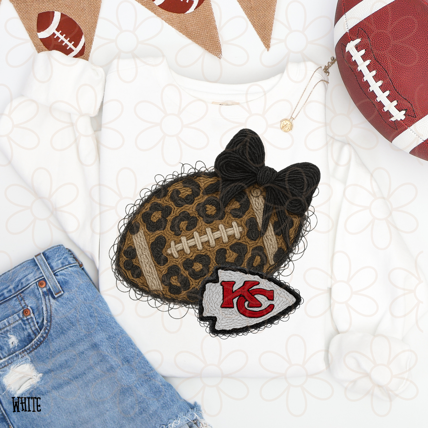 Leopard Faux Football Teams (Multiple Options) Completed Tee