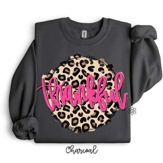 Thankful on Leopard Circle Kids Completed Tee