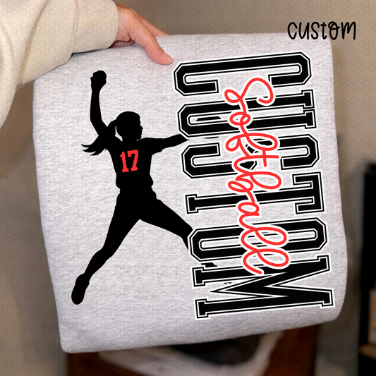 Custom Team and Number Softball DTF Transfer