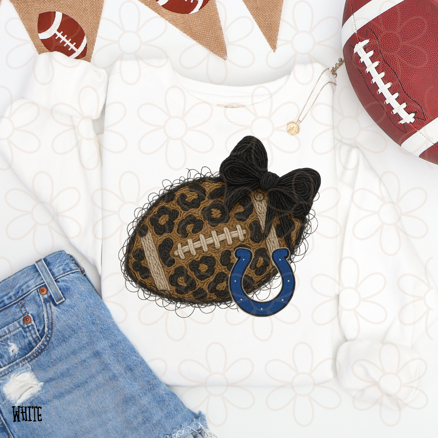 Leopard Faux Football Teams (Multiple Options) Completed Tee