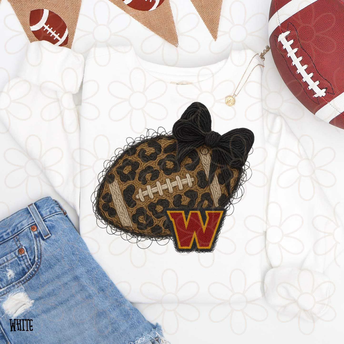 Leopard Faux Football Teams (Multiple Options) Completed Tee