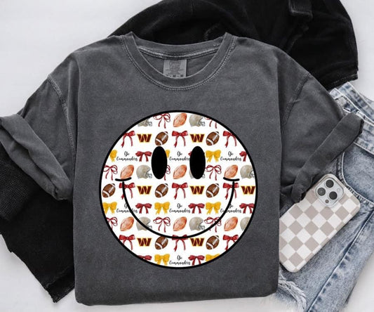 ‘Go Commanders’ Smiley 🏈 Completed Tee