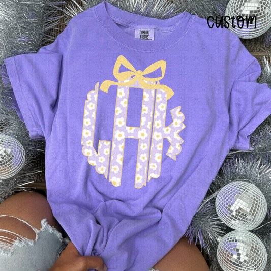 Purple Daisy Monogram DTF Transfer