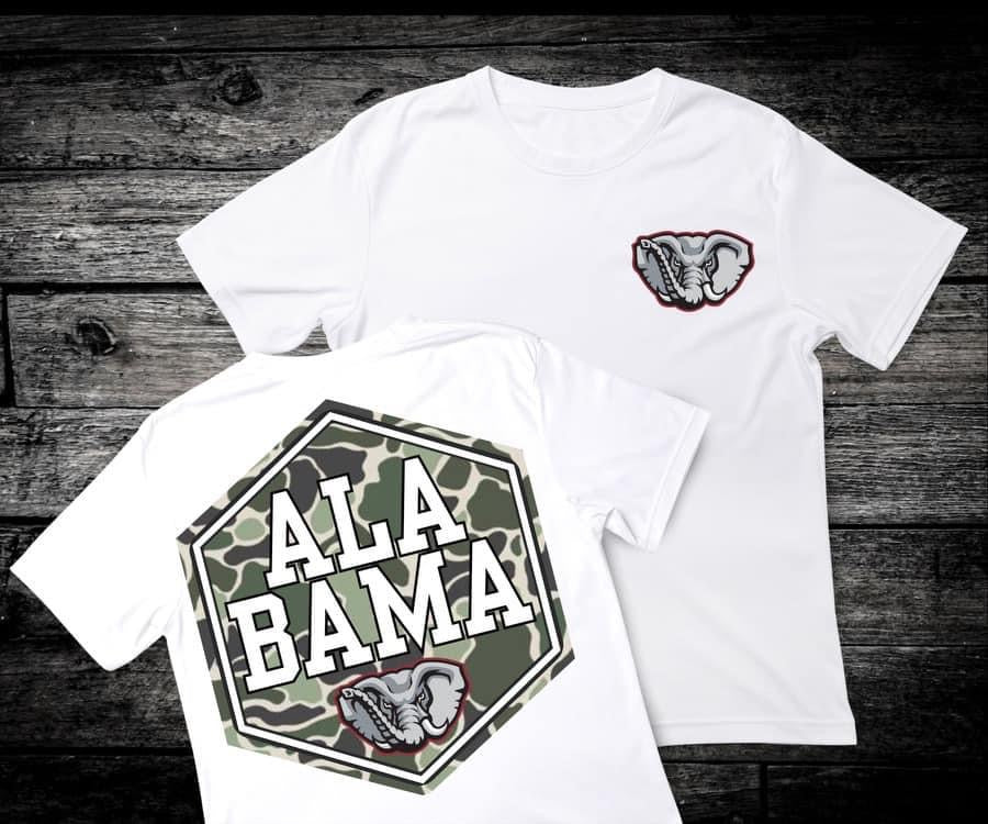 Front & Back Camo ‘Alabama’ 🏈 Completed Tee