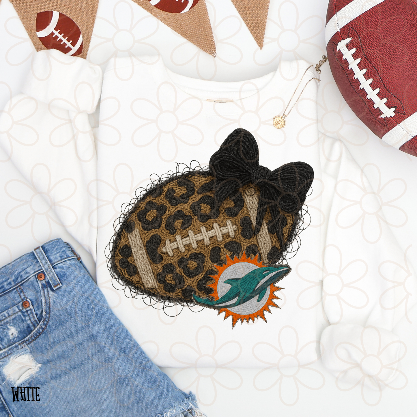 Leopard Faux Football Teams (Multiple Options) Completed Tee