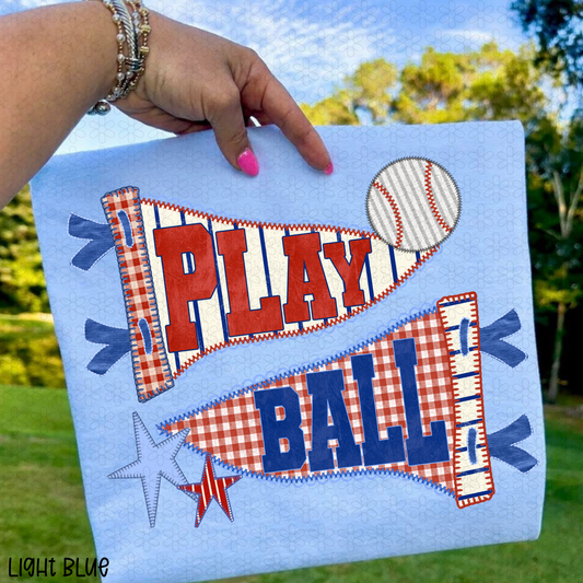 Play Ball Baseball Pendant Flag Completed Tee