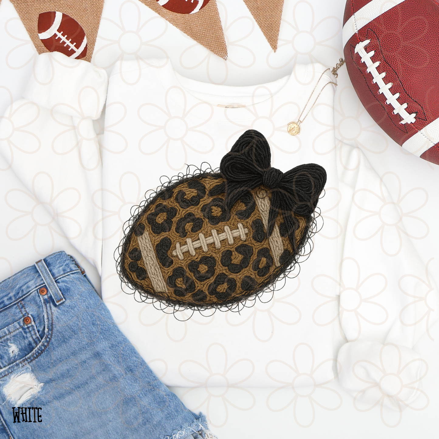 Leopard Faux Football Teams (Multiple Options) Completed Tee