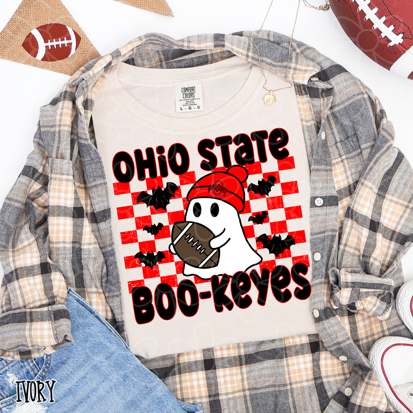 Ghost Boo Football Teams (Multiple Options) Kids Completed Tee