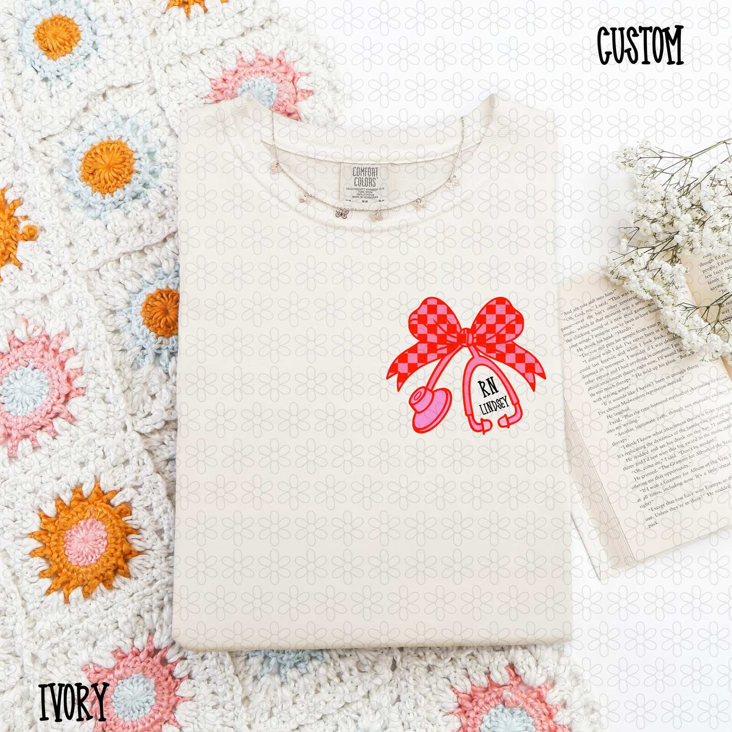 Custom Name Checkered Stethescope Completed Tee