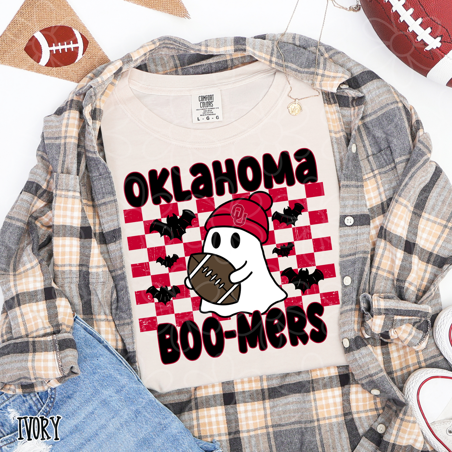Ghost Boo Football Teams (Multiple Options) Kids Completed Tee