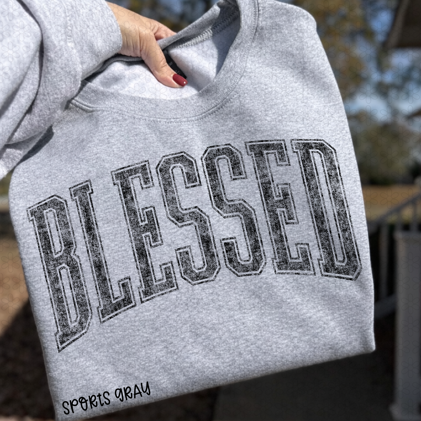 Black Grey Distressed Blessed Completed Tee