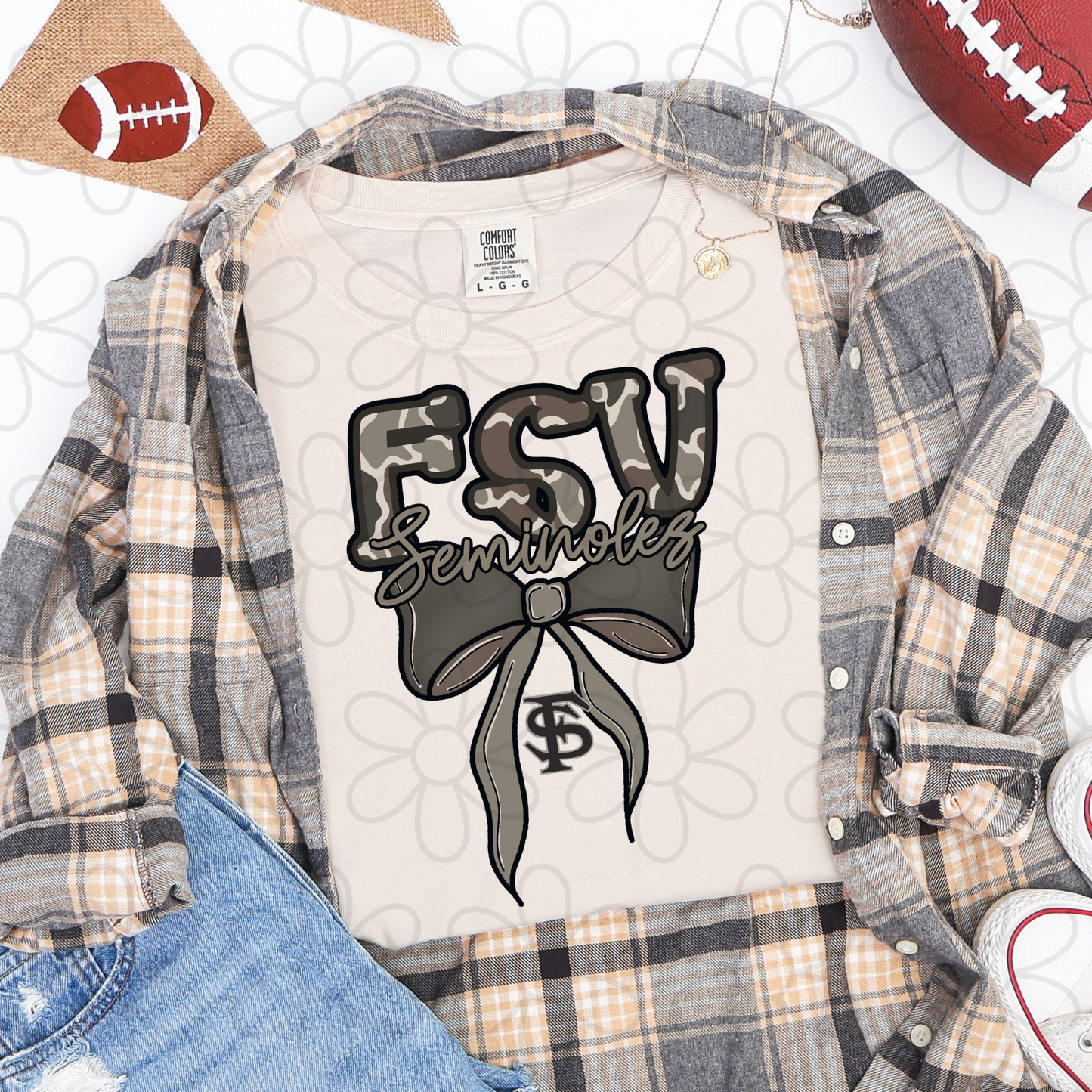 Camo Sports Teams Bow (Multiple Options) Completed Tee