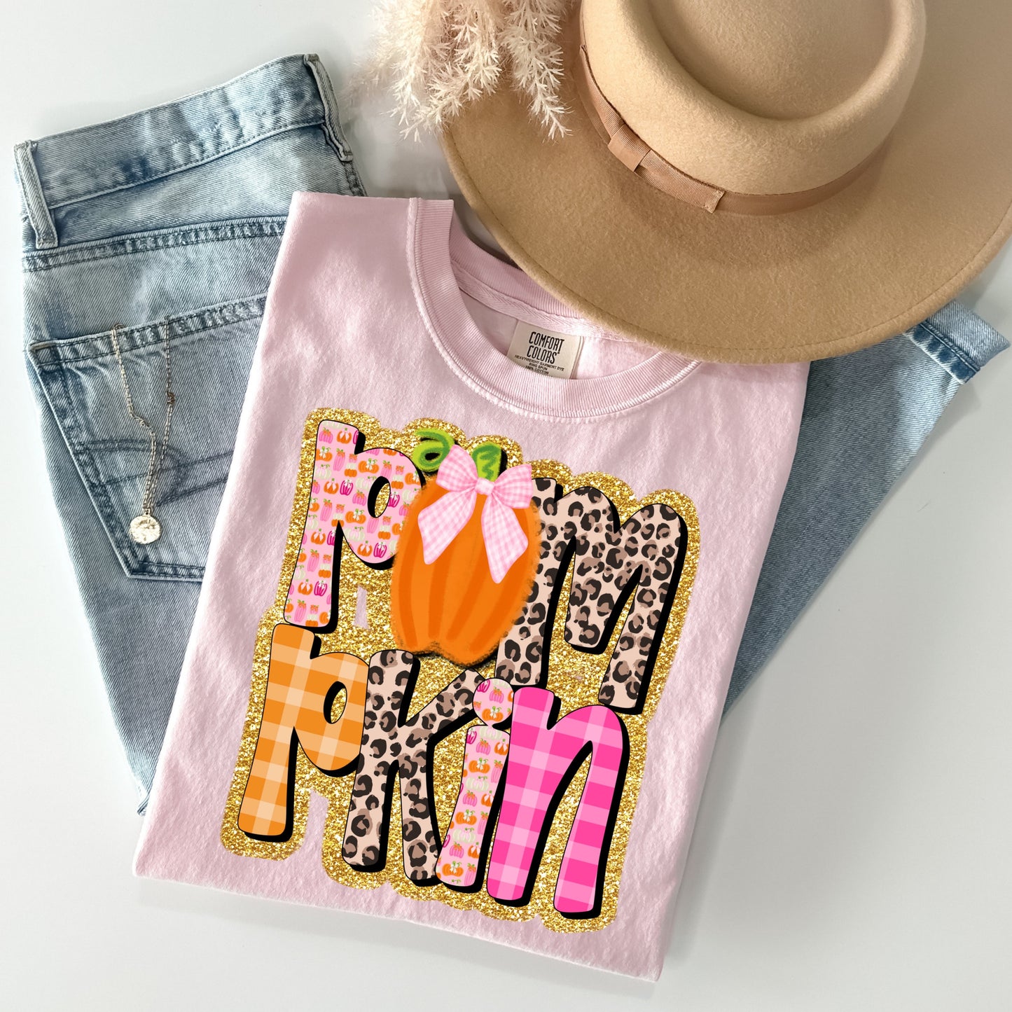 Pumpkin’ Pink Leopard Completed Tee