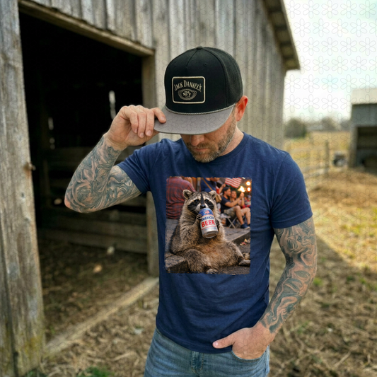 AMERICAN BEER RACCOON Completed Tee