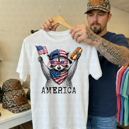 AMERICA RACCOON (Multiple Colors) DTF Transfer