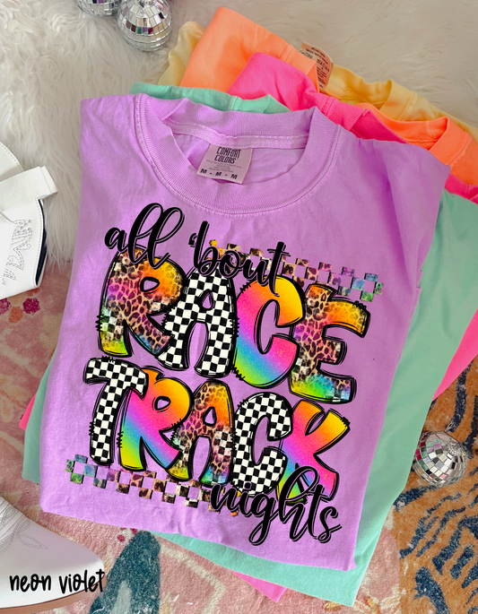 All About Race Track Nights Leopard Checkered DTF Transfer