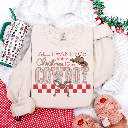 All I Want For Christmas Is A Cowboy Completed Tee