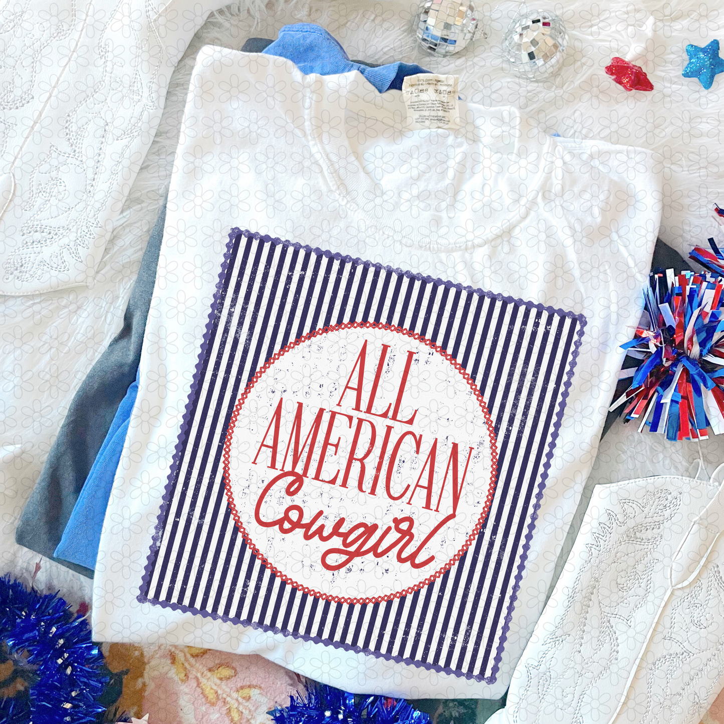 All American Cowgirl Stripes Completed Tee