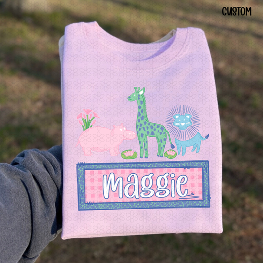 Animal Custom Name Plate- PINK Completed Tee