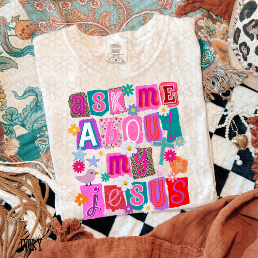 Ask Me About My Jesus Ransom DTF Transfer